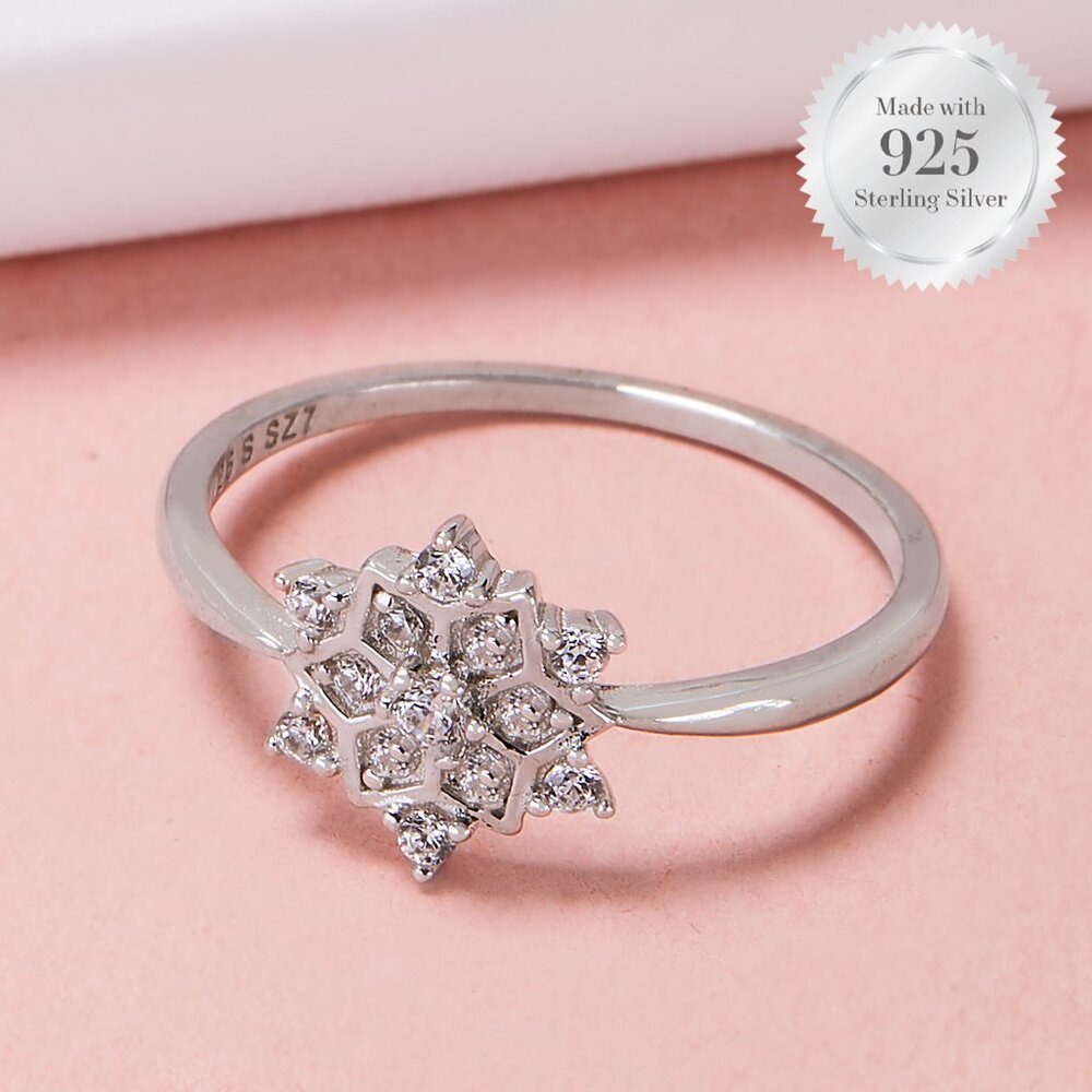 925 Sterling Silver Snowflake Ring - Charmed Aroma Winter Holiday Christmas